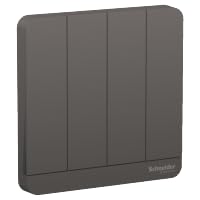 Schneider Electric - AvatarOn, 4 switches - 16AX, 250V, 1 Way, Dark Grey (16AX 250V 4G 1W Sw, DG)