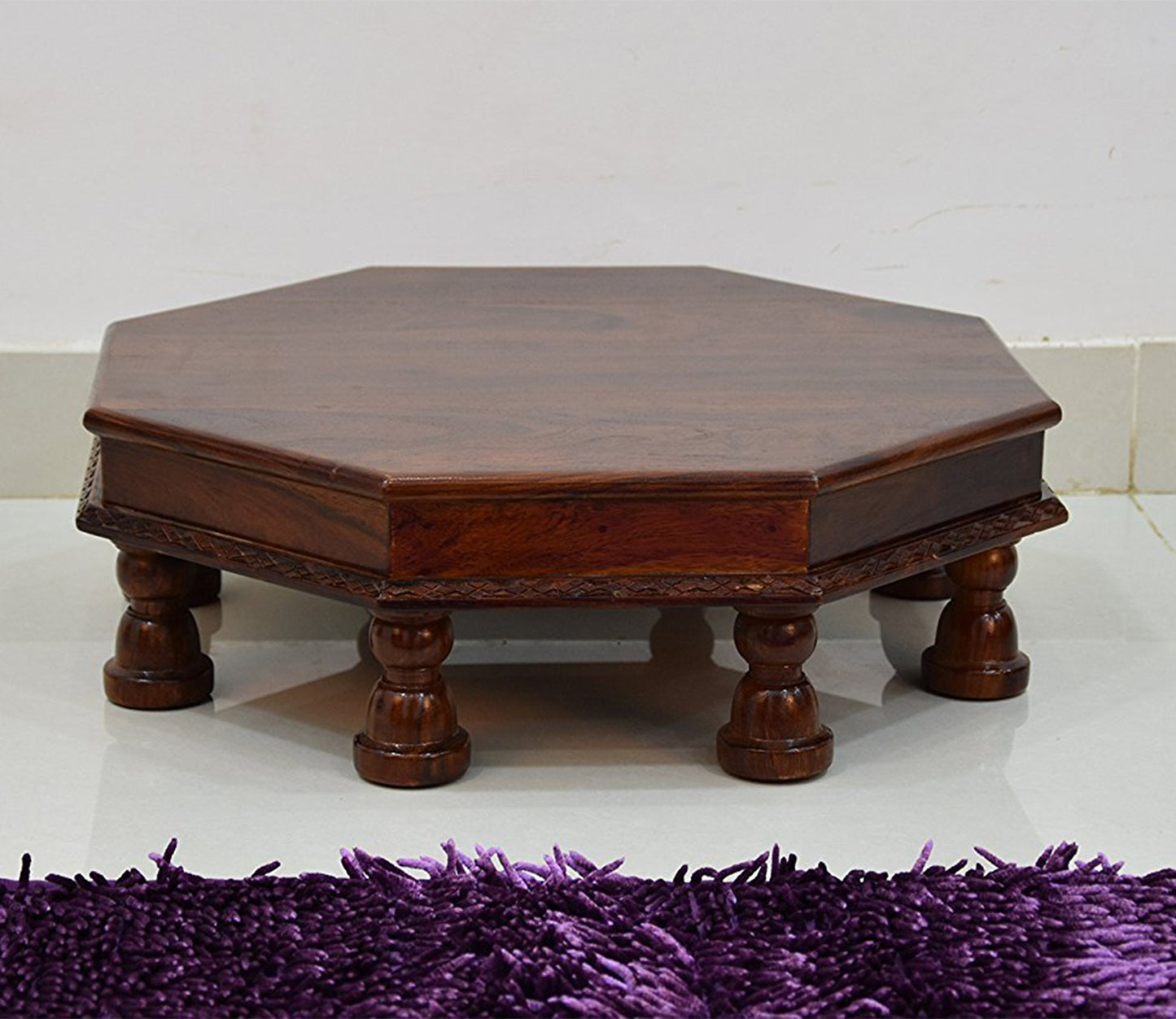 Udaipur Handicrafts Modern Style Brown Wooden Chowki