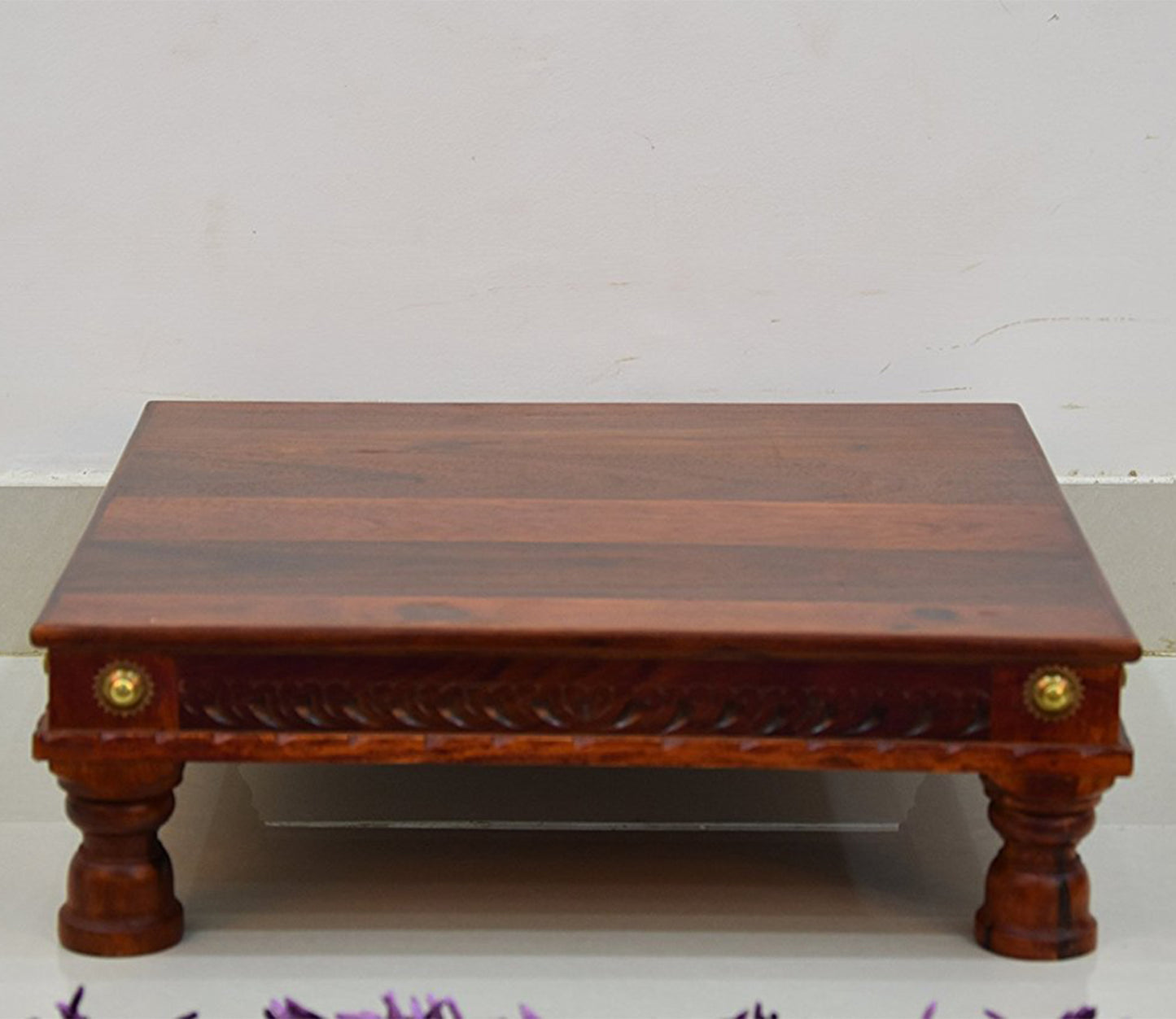 Udaipur Handicrafts Brown And Gold Wooden Chowki