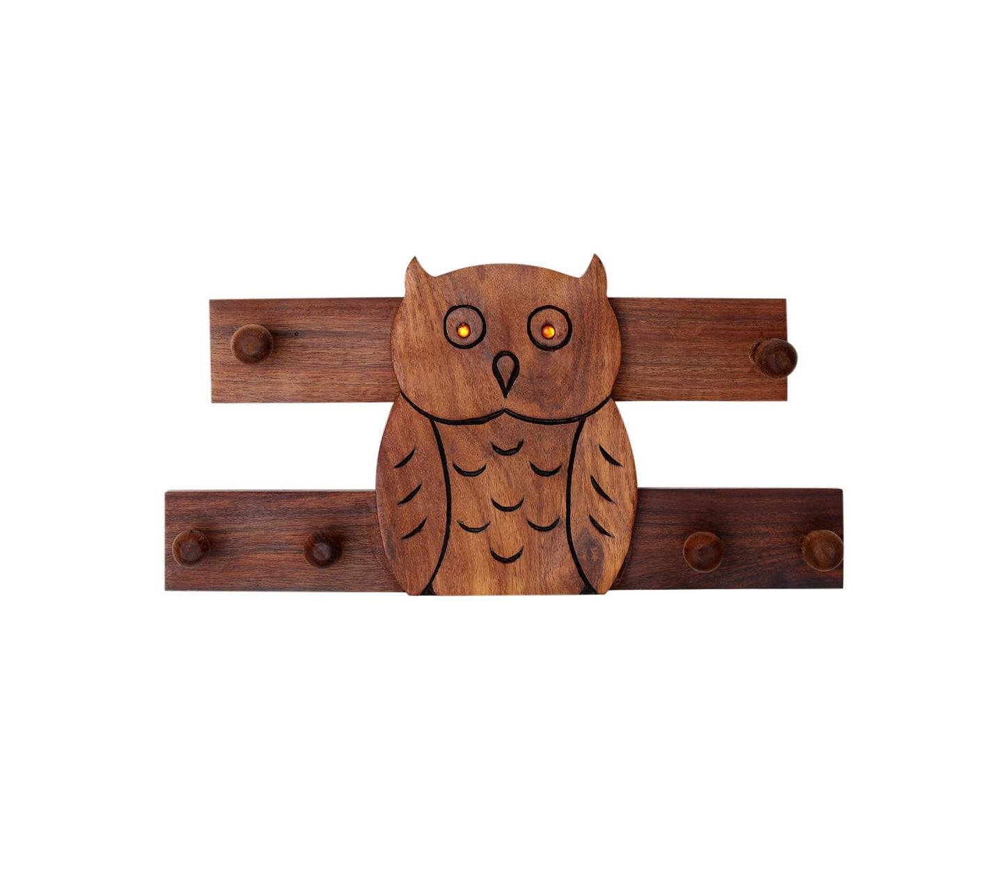 Udaipur Handicrafts Shades of Owl Wood Hooks Key Holder