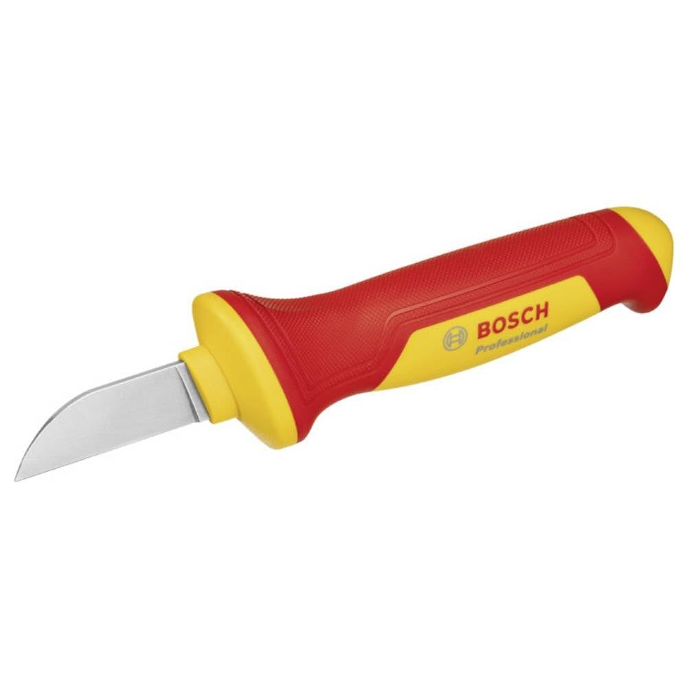 BOSCH Professional VDE Cable Knife | Certified for Live Work up to 1000V | S2 Steel Blade | Ergonomic Soft-Grip Handle with Thumb Rest & Finger Hook | Lightweight 0.088kg | Protective Blade Cap