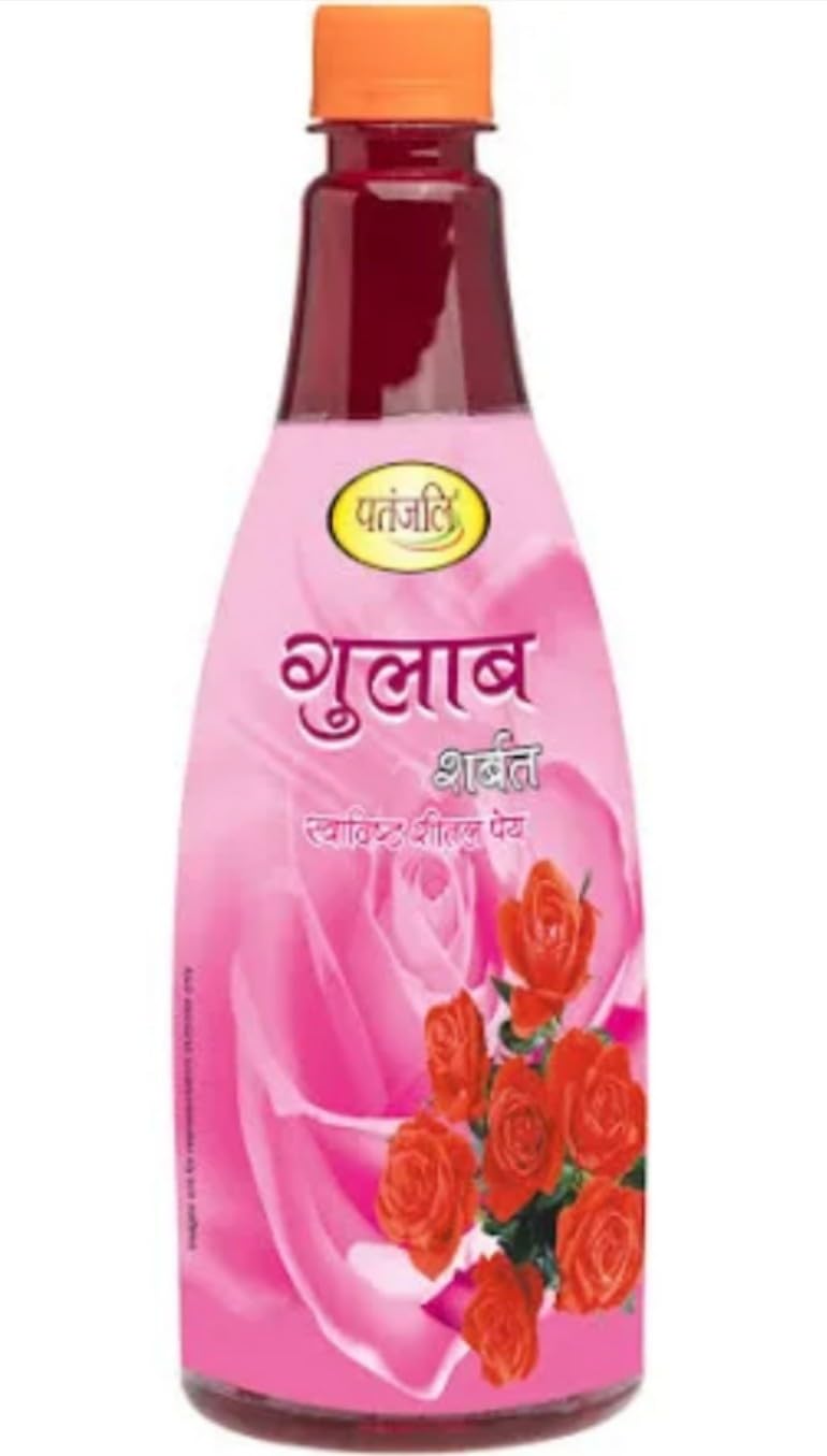 Patanjali Gulab Sharbat, Instant Summer Cooler Drink, Refreshing Taste, 100% Natural Rose Flavor - 750 Ml