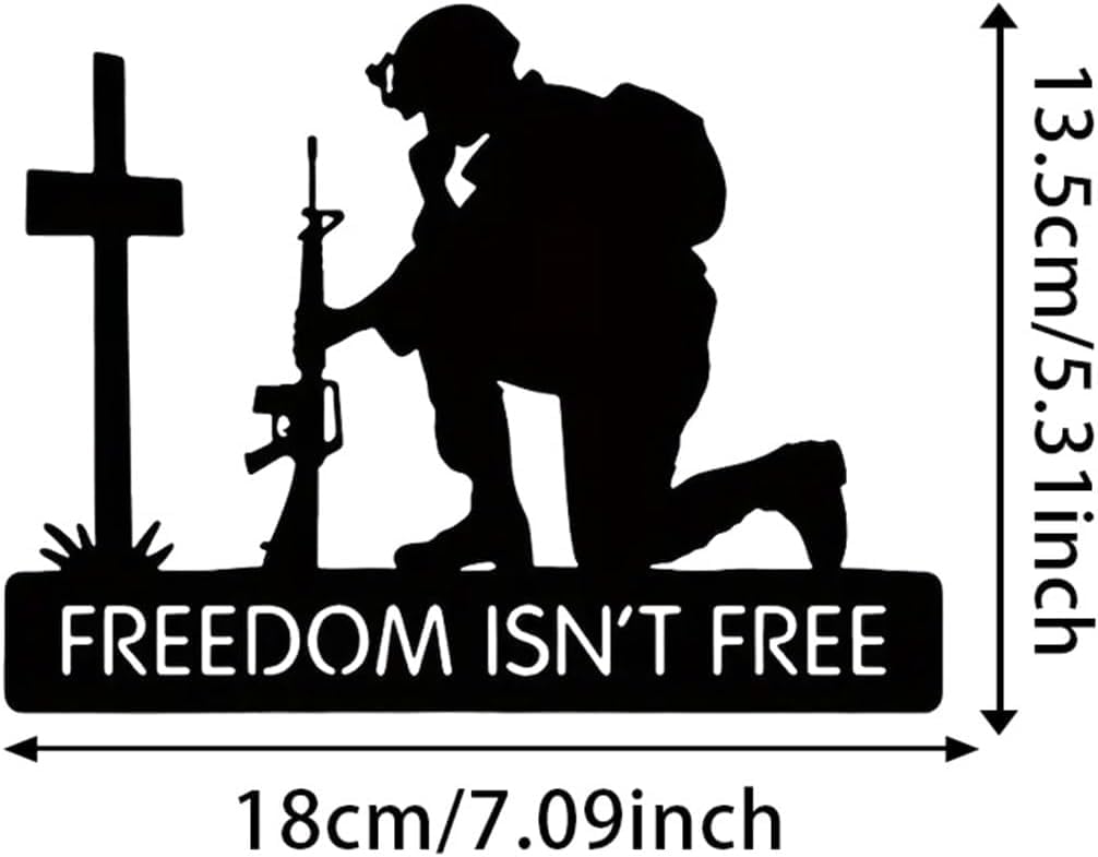 Akshar Arts Bhuwana Freedom Isn’t Free Soldier Vinyl Sticker – Military Tribute Car Decal, Waterproof & Weatherproof Patriotic Sticker for Cars, Trucks, Laptops, Windows – Fallen Soldier Memorial (7" x 5.3")