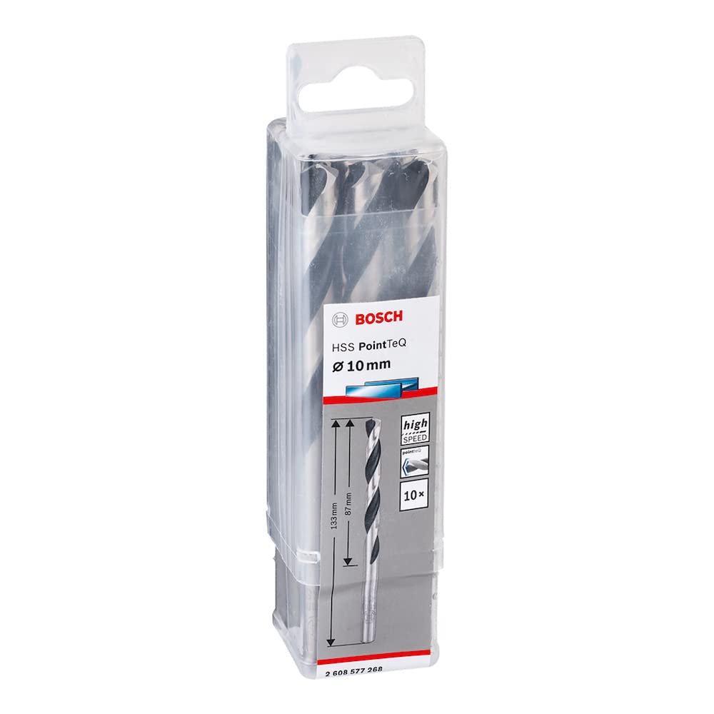 Bosch Professional, Metal Drill Bit, HSS Pointteq, With DIN 338 Standards, Diameter 10mm & Working Length 87mm,Pack Of 10