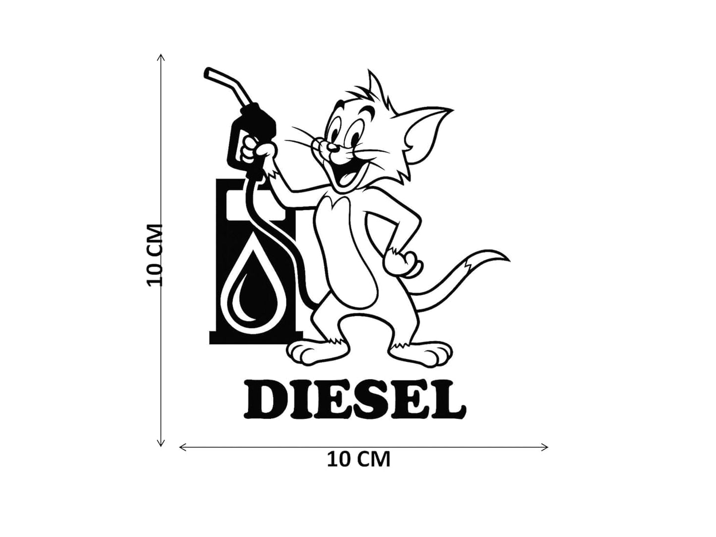 Akshar Arts Bhuwana Car Sticker Vinyl Stickers Diesel Sticker for Car Exterior Waterproof Scratch Proof, Weather Resistant Decals Black White Cute Cartoon Jerry (Cute Gas Station Mouse - Car..)
