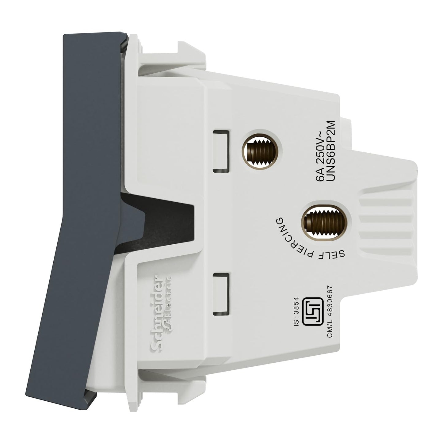 Schneider Electric Bell Push Switch 6A Bellpress, 2Module,Grey - UNS6BP2M_GY