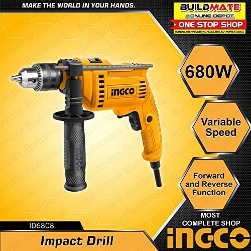 Ingco Id6808 Percussion Drill 680W Professional Screwdriver Chuck Reversible Variable Speed