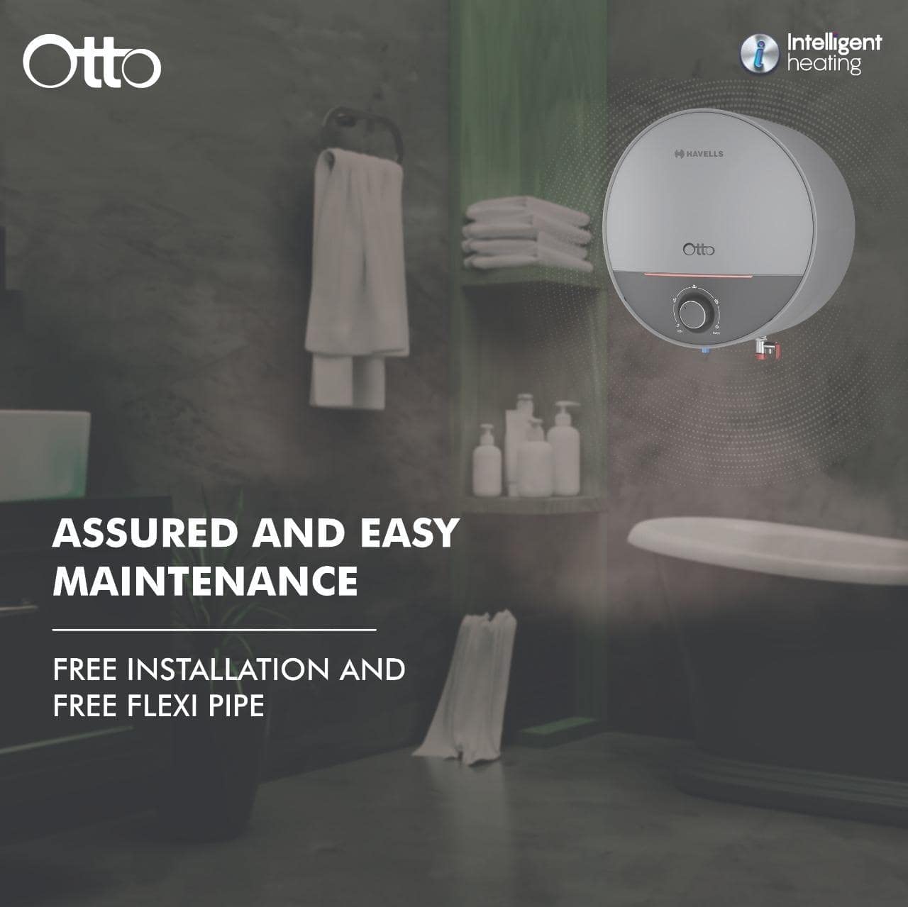 Havells Otto 25 Litre Storage Water Heater(Geyser)| Temp. Sensing LED Indicator| Anti Rust Tank | With Shock Safe Plug| 5 Star|Warranty: 7 Year on Tank| Free Installation & Flexi Pipes (Silver Grey)