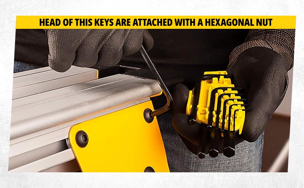STANLEY 69-253 Metric Hex Key Set (10-Pieces), 1.5mm to 10mm, ANSI Certified, Made From S2 Steel, Clear Size Marking, Folding Plastic Carry Case, Anti-Corrosion Treatment, Black & Yellow