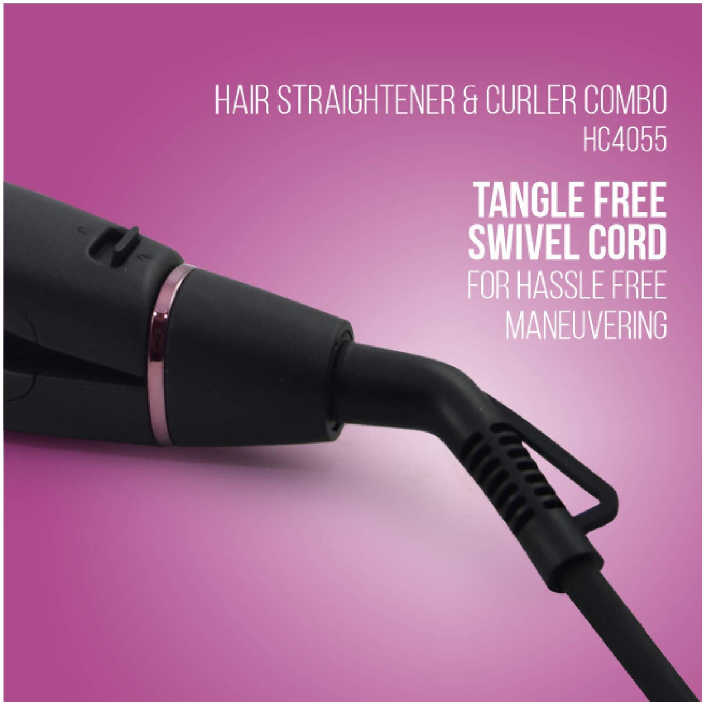 Havells HC4055 Hair Straightener and Curler Combo, Straightens and Curls, Suitable for All Hair Types and Chrome) (Black)