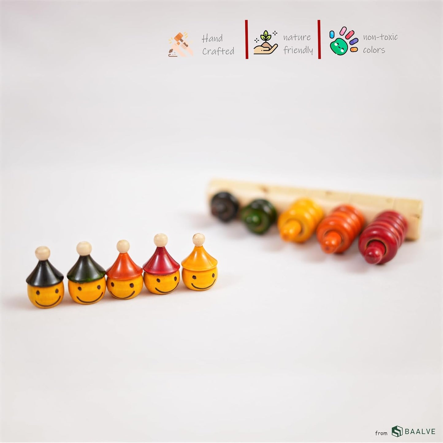Udaipur HandiCrafts Premium Channa Patna Wooden Stacking Toy Set – Vibrant Eco-Friendly Educational Play for Toddlers – Safe & Durable