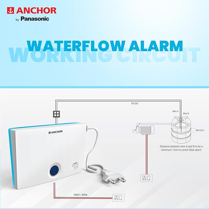 Anchor by Panasonic Water Tank Overflow Alarm Bell, Human Voice with Buzzer Water Tank Alarm Bell