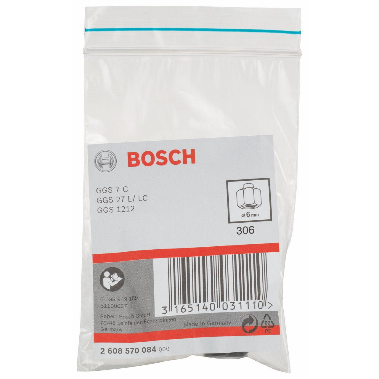 Bosch Professional Gof 130 Collet 8 mm With Width Across Flat 19, Pack Of 1