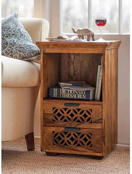 Udaipur Handicrafts Wood Bed Side Table