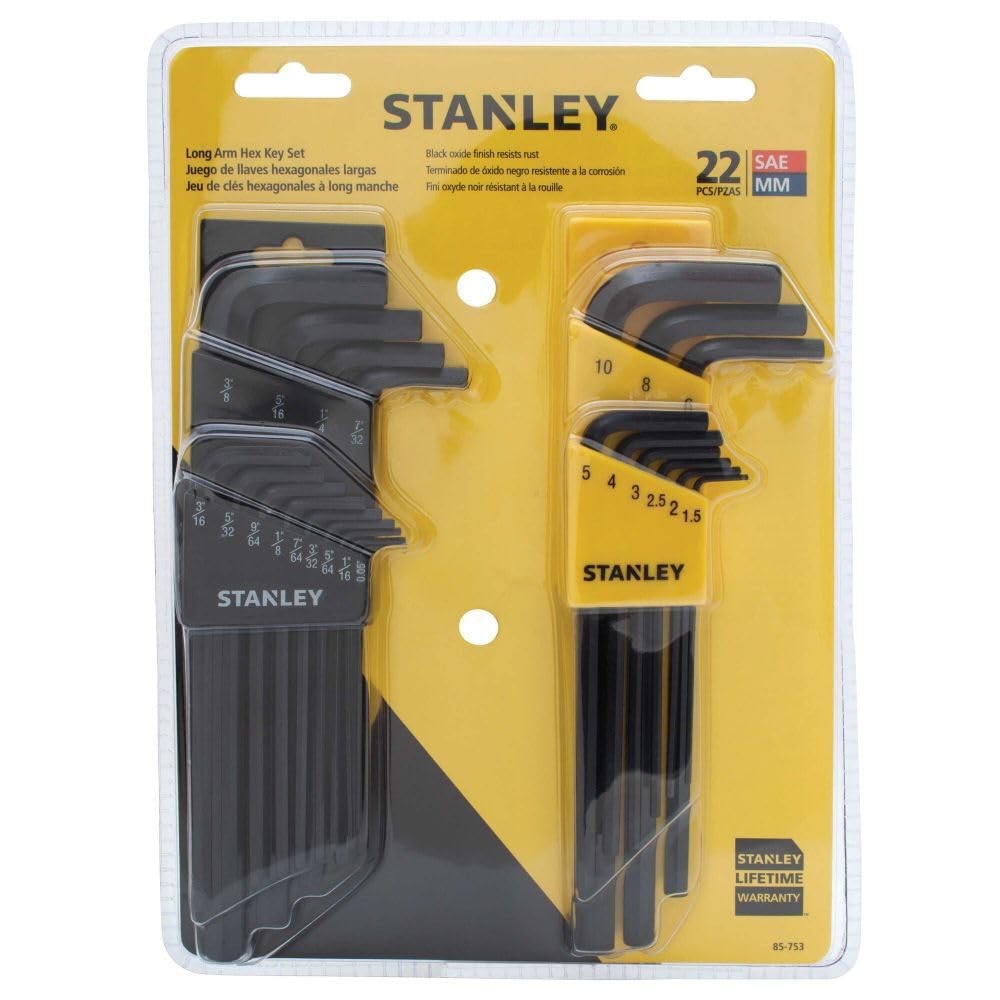 Stanley 85-753 22 Piece Long Arm SAE & Metric Hex Key Set