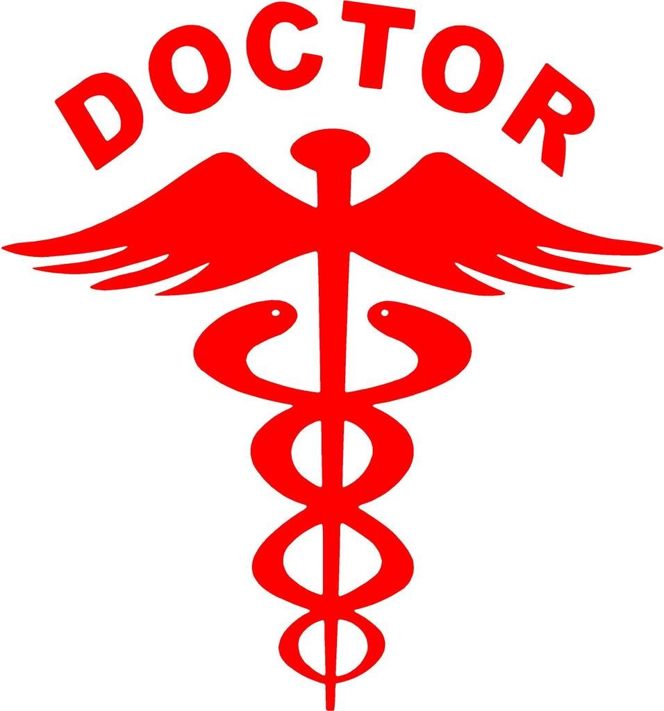 Akshar Arts Bhuwana(Pack of 2) Red Doctor car Decal Sticker(14.5Cm X 15.5 Cm)