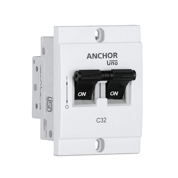 Anchor by Panasonic UNO Mini Modular 25 Amp Double Pole C Curve MCB | Double Pole 25A MCB | Mini Modular DP MCB (98250)