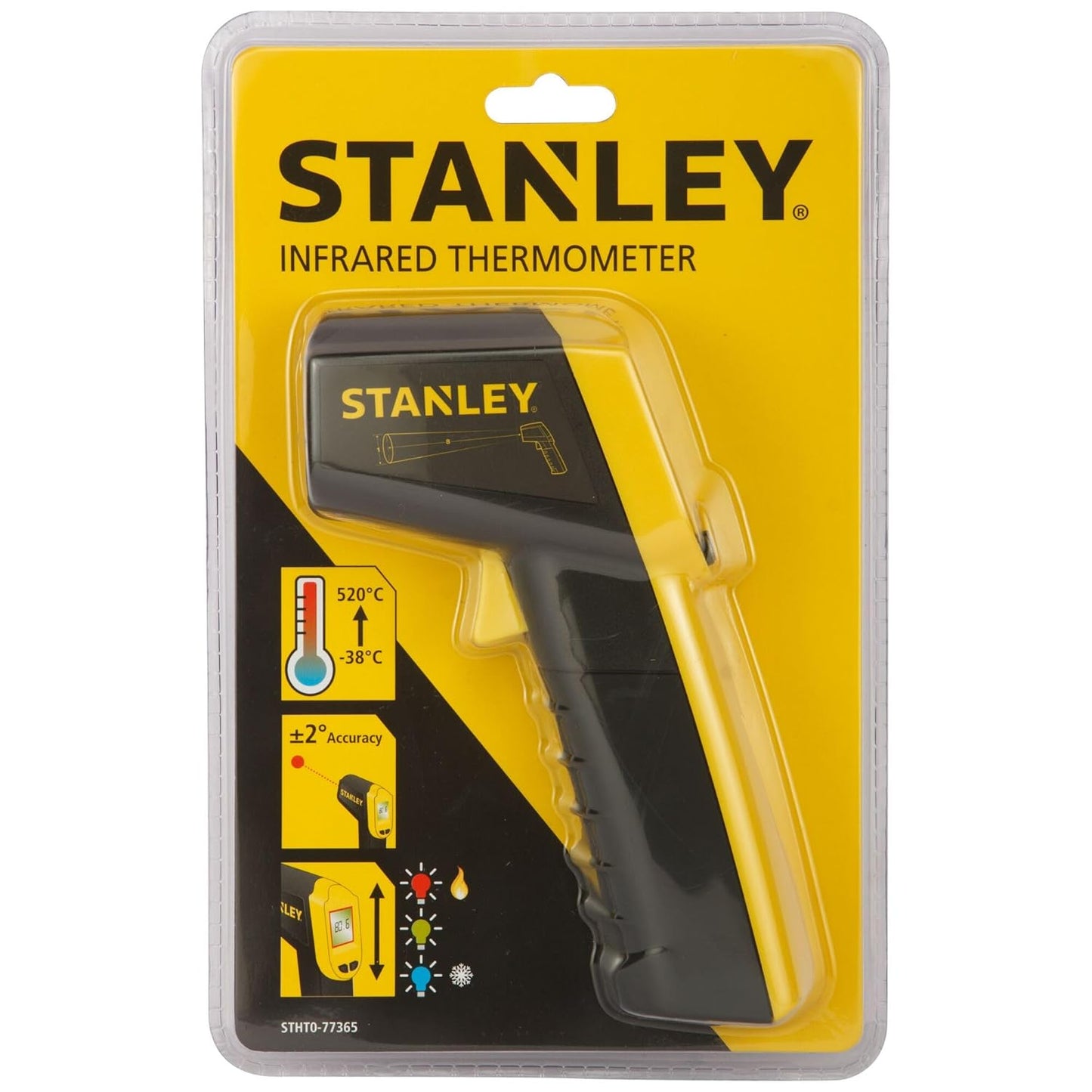 STANLEY STHT0-77365 High Accuracy Industrial Digital Infrared Thermometer With -38°C To 520°C Temperature Range & IP 20 For Dust Protection, 6 Months Warranty (Not for human body temperature)