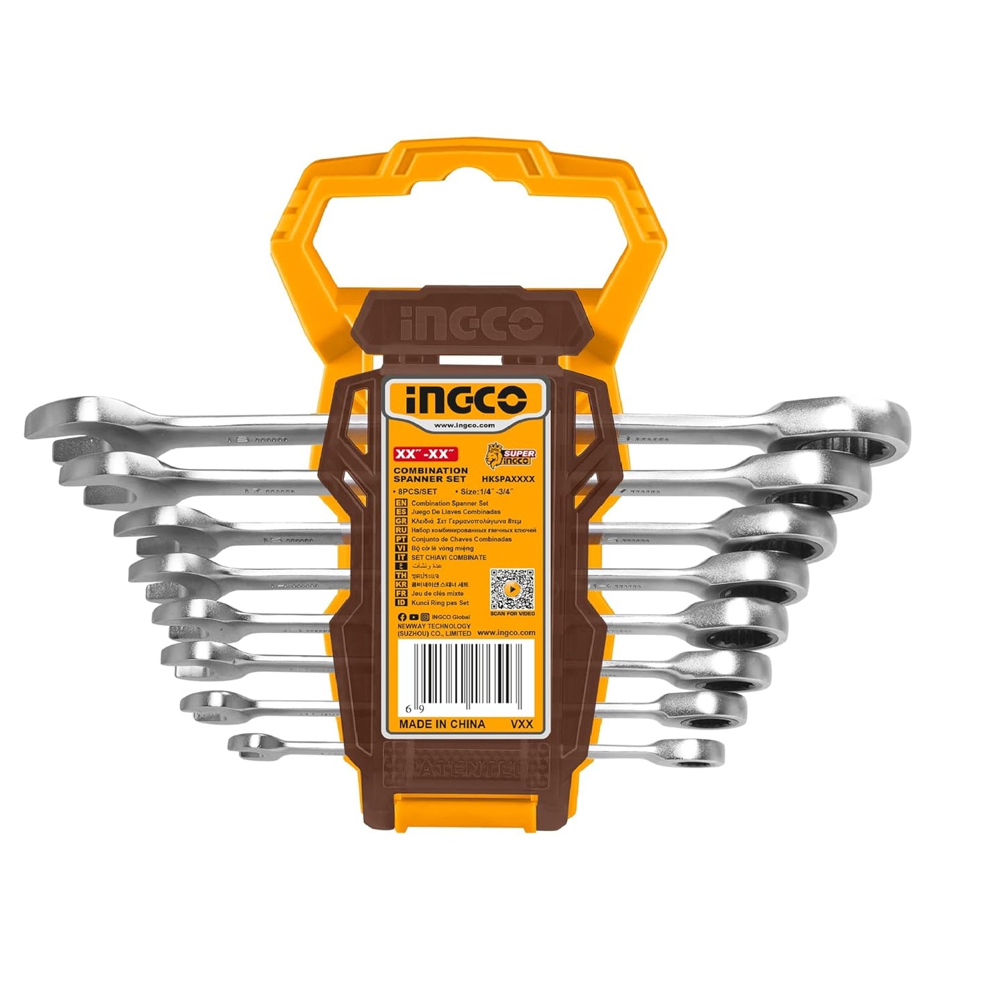 Ingco 8 Pcs ratchet spanner set