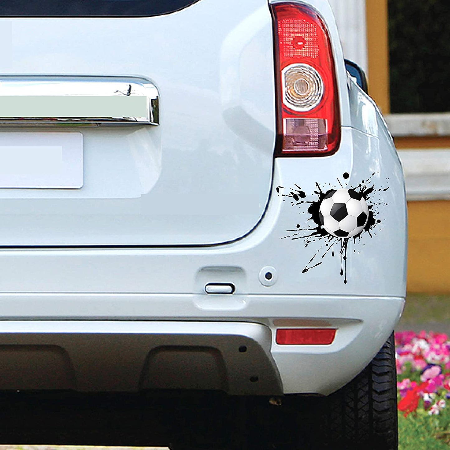 Akshar Arts Bhuwana Football Splash Dent Car Sticker Exterior Printed Vinyl Decal Sticker for Car Sides Hoods Bumper Rear (7.9 x 7.9 Inch, Multicoloured)-Self-Adhesive