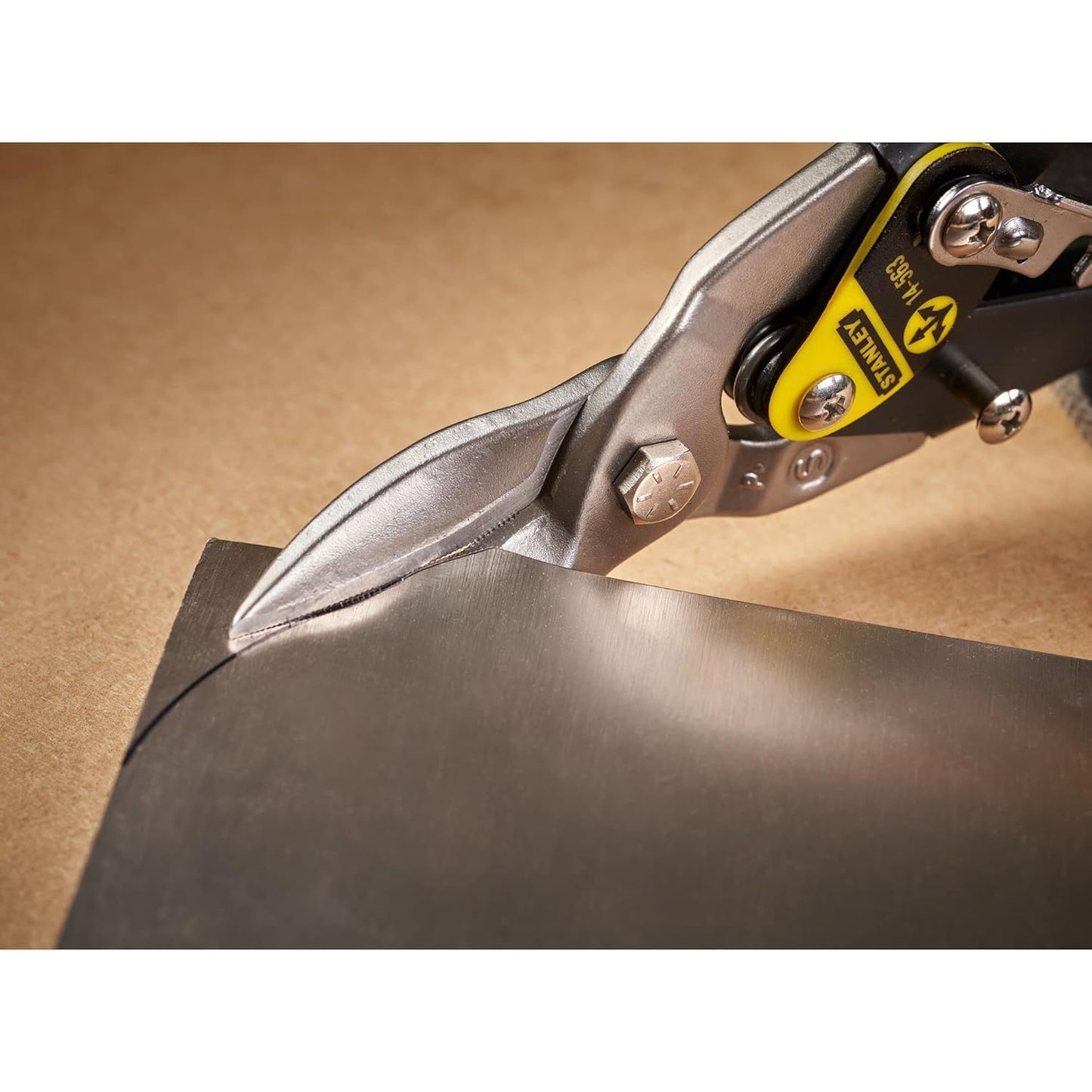 STANLEY 2-14-563 254 mm Aviation Snips Straight Cut Bi-Metal Ideal for Home, DIY & Industrial Use, 1 Year Warranty, YELLOW & BLACK0