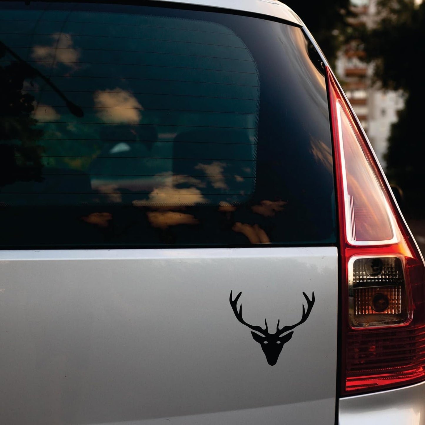 Akshar Arts Bhuwana Deer Horn Nice & Trendy Look Exterior Car Sticker Self-Adhesive, Waterproof Decal Vinyl for All Car Sticker (2Pcs) Size (12.5cm X 14cm)_C07