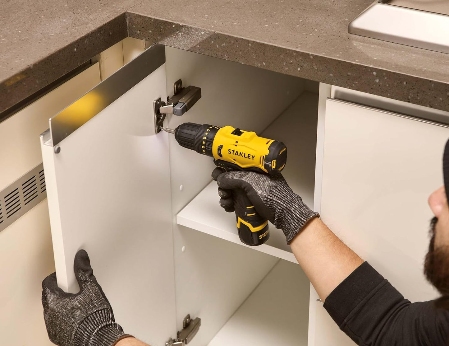 STANLEY SCH10D1-IN(12V) Brushed Cordless Hammer Drill Driver, 1x2Ah Battery & 1.5A Charger,LED Light,Variable Speed Trigger Switch,Forward/Reverse Button,10mm Chuck,Clutch Setting 20+1,1 Year Warranty