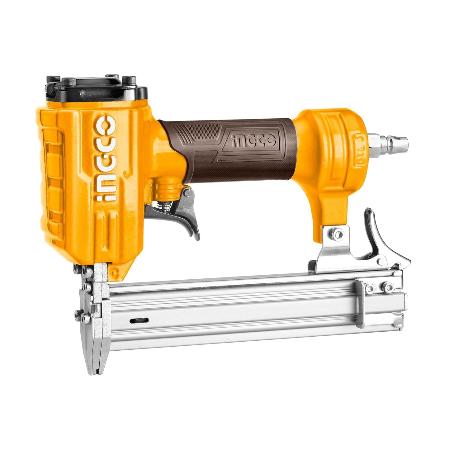 INGCO Air Brad Nailer, 18 Gauge, Pneumatic Brad Nailer, Safety Lock,with Nitto type connector, for Wood, Furniture, Carpentry