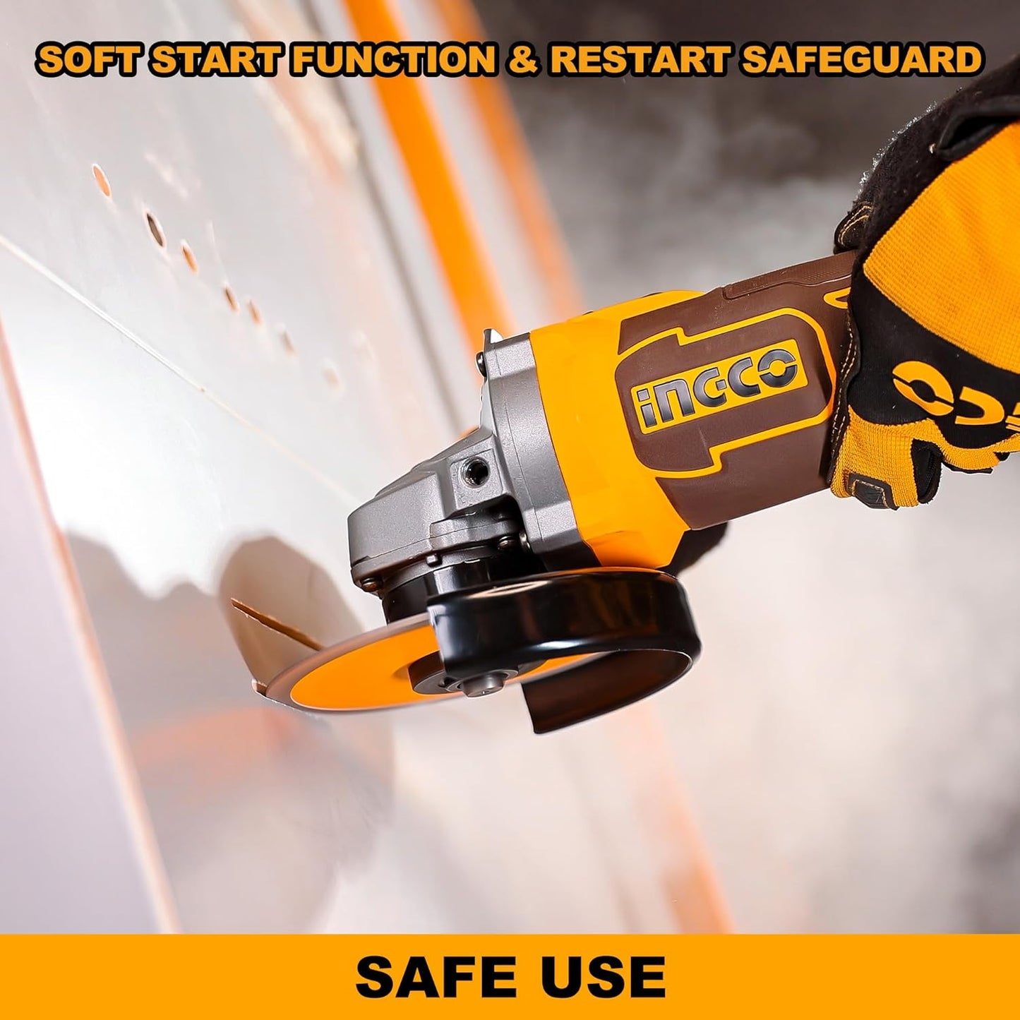 INGCO 20V Cordless Angle Grinder Machine, Cutter machine with 5.0Ah Battery and a Fast Charger, Variable Speed Angle Grinder,M10, Power Grinder