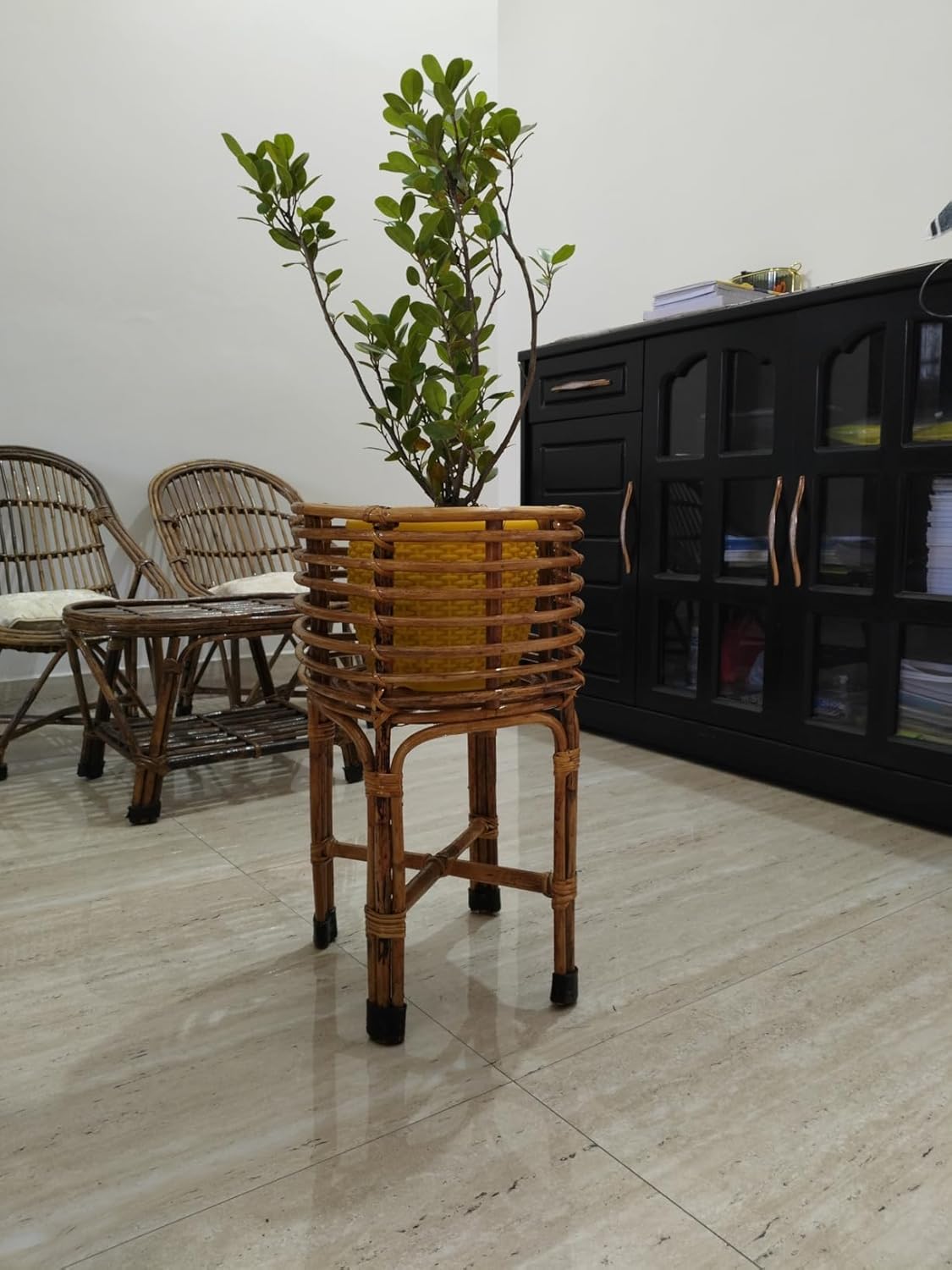 UdrCrafts® Cane Bamboo Planter Stand for Home Indoor, Outdoor, Living Room, Balcony, Garden