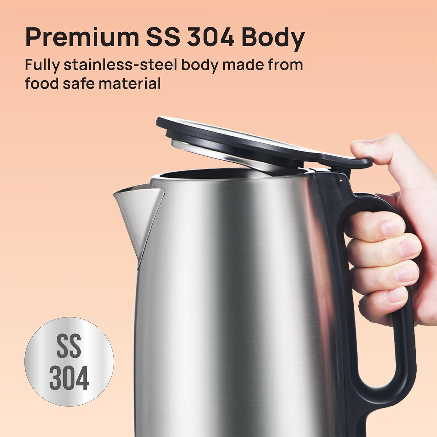 Havells Vesta Electric Kettle| Large 1.7L| 2000 Watts| 360° Cordless Control| Wide Mouth for Easy Use|Triple Safety Protection | Premium SS Body| 1Yr Door Step Warranty by Havells