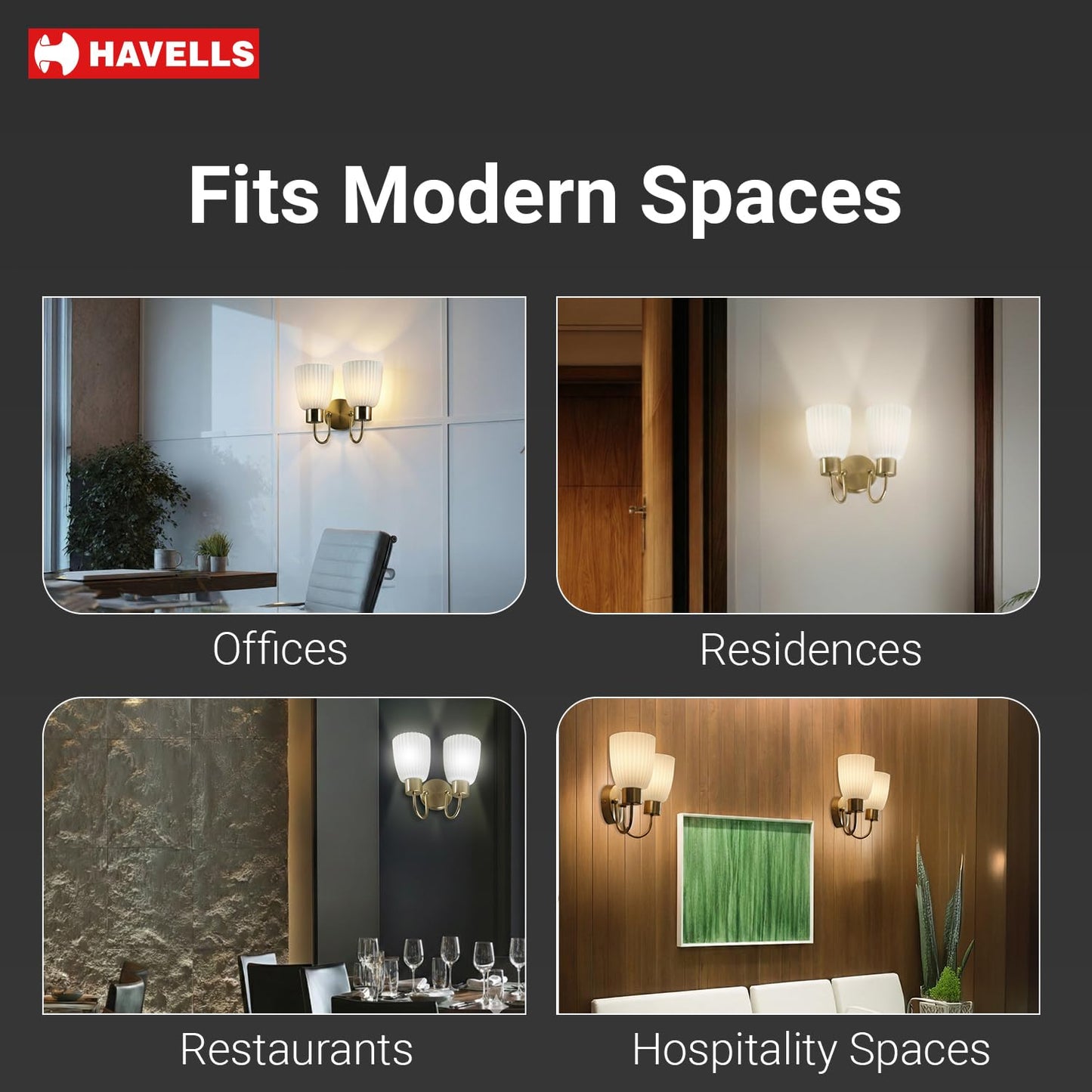 Havells Venz Indoor Wall Light | Antique Bronze Durable Frame & Ambient Glow Diffuser | B22 Holder Compatible | Elegant Dual Light Wall Lamp for Living Rooms, Bedrooms & Hallways