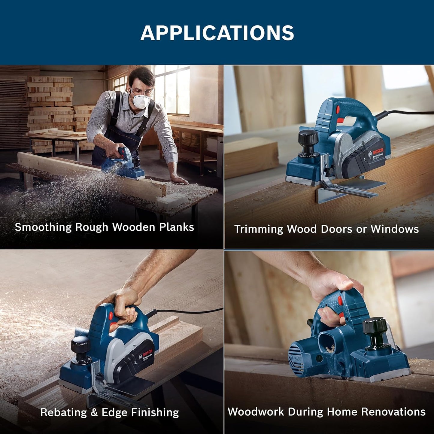 Bosch Professional GHO 6500 Electric Planer | 650W Motor | Max 2.6 mm Cutting Depth | 82 mm Planning Width | Lightweight & Powerful | Optimised Chip Ejection | For professional and DIYers