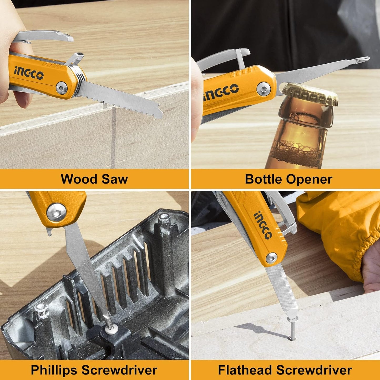INGCO Multipurpose Tool Kit, 12 in 1 Multitool, Multi-Function Hammer, Survival Tools Small Hammer Multitool Hatchet Survival Gear, Gifts for Men, Women, Dad, Husband