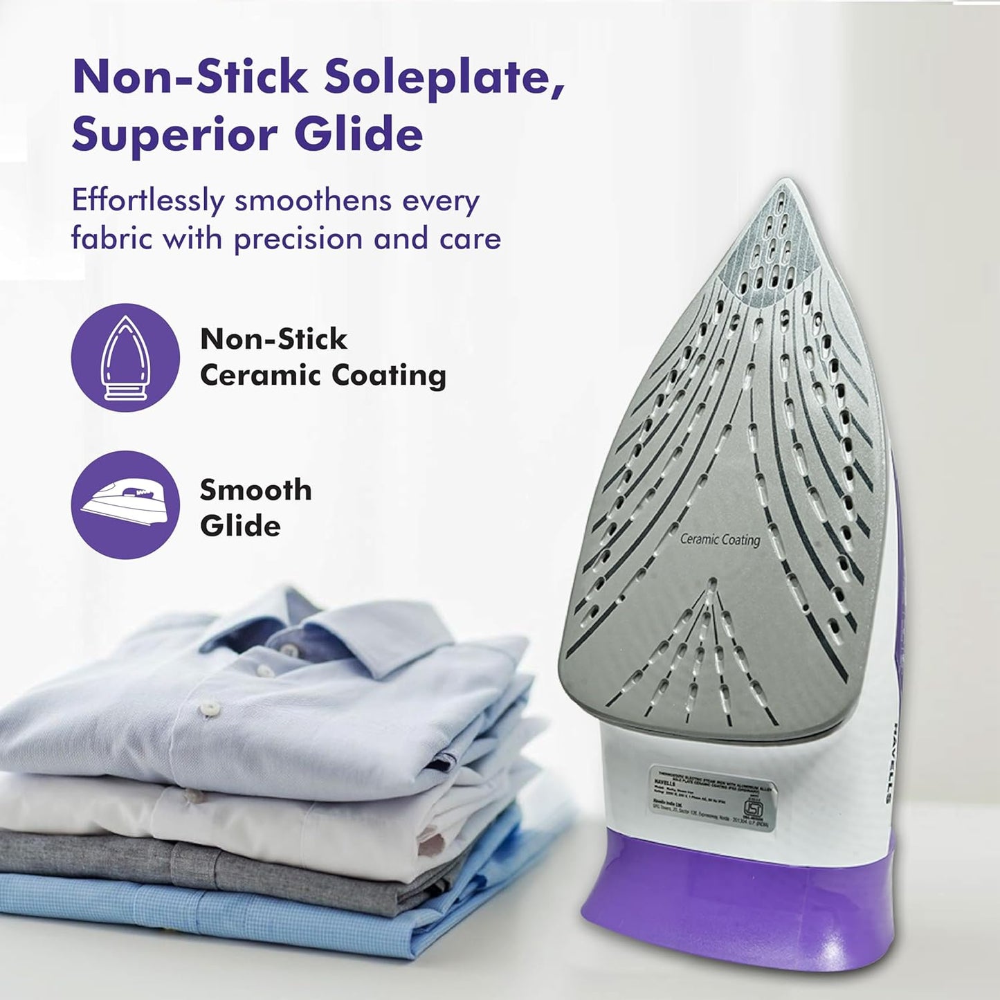 HAVELLS Husky 2200 W Steam Iron with Auto Shut Off, Steam Boost, Vertical, Horizontal Ironing, Anti Drip, Self-Cleaning & Anti Calc Technology (Purple)