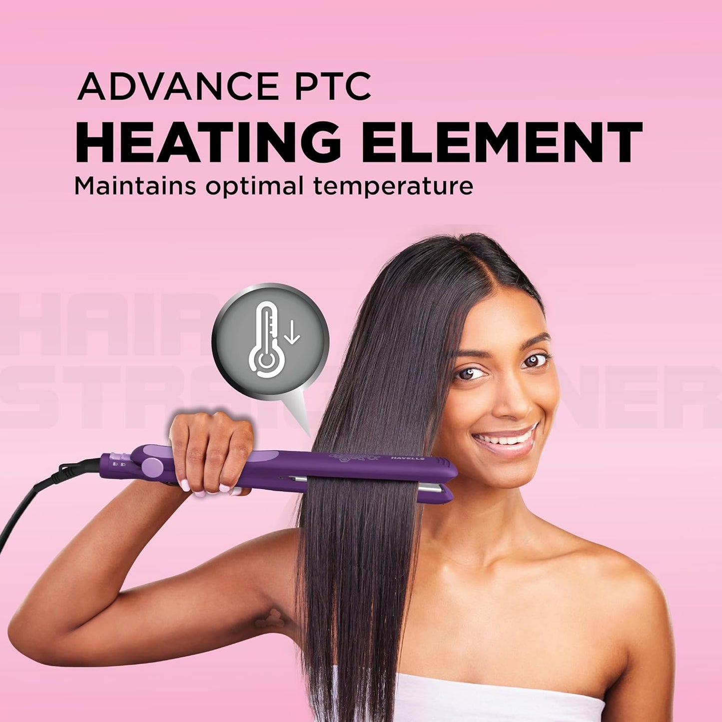 Havells HS4101 Ceramic Plates Fast Heat up Hair Straightener, Straightens & Curls, Suitable for all Hair Types (Purple)