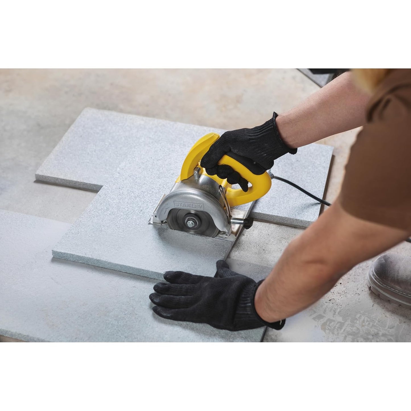 STANLEY STSP125-IN Tile Cutter Machine for Cutting Varied Ranges of Tiles, 1320 Watt 5''/125mm, Optimized 13500 RPM for High Cutting Efficiency, 1 Year Warranty (Yellow & Black)