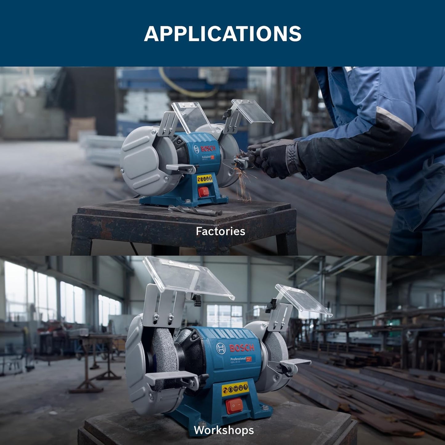 BOSCH GBG 35-15 Heavy Duty Double Wheeled Bench Grinder | 350 W | Die-Cast Aluminium Housing with Ball Bearings | Rated Speed 3000 rpm | Grinding Wheel-20 mm| Professional Power Tool | 1 Yr Warranty