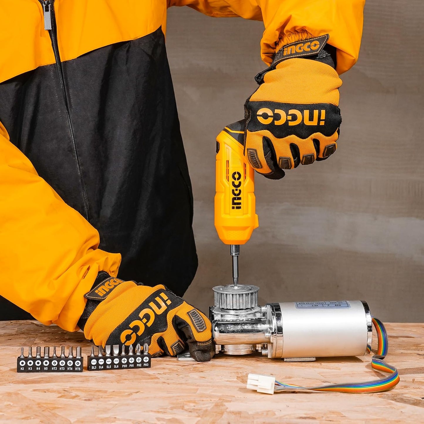 INGCO 4V Electric Cordless Screwdriver, Rechargeable Power Drill Driver Set, 4 N.m Max Torque, 240RPM, With Tool Box