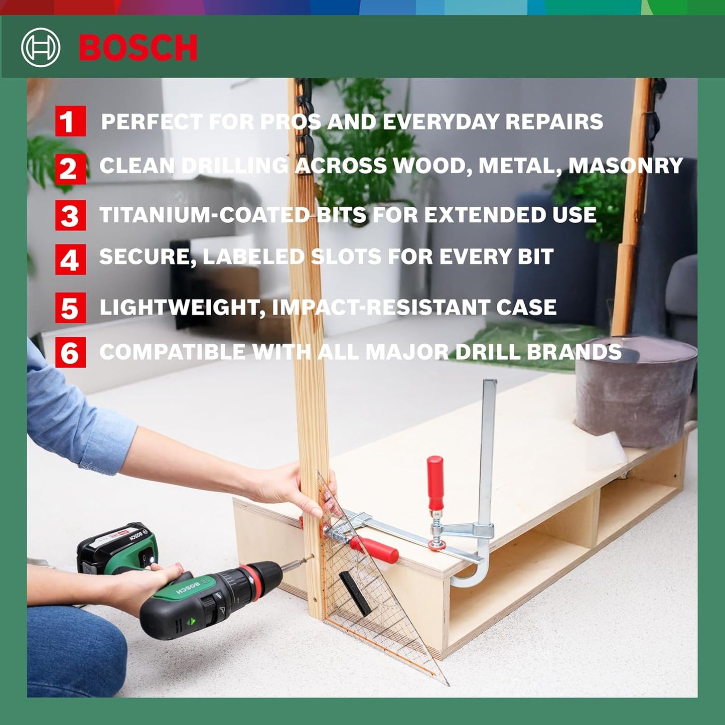 BOSCH 50-piece X-Line TiN-Coated Set | All-in-One DIY Drill & Screw Kit | 11 x Metal Drill Bits, 6 Masonry, 5 Wood Bits, Spade Bits, 18 Screwdriver Bits, Countersink, Knife & Nutsetters