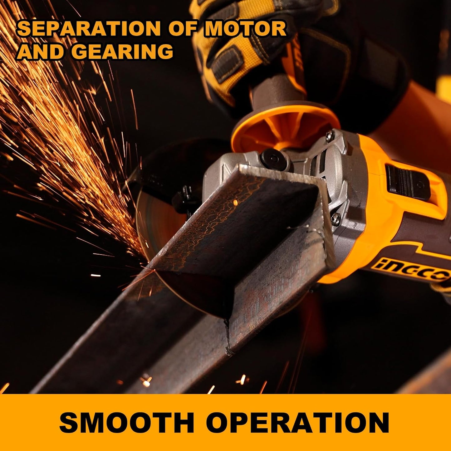 INGCO 20V Cordless Brushless Angle Grinder 100mm, 900W, M10, 3-Speed Adjustment 3000/6000/9000RPM, With 1Pcs 4.0Ah Battery And Charger CAGLI261021