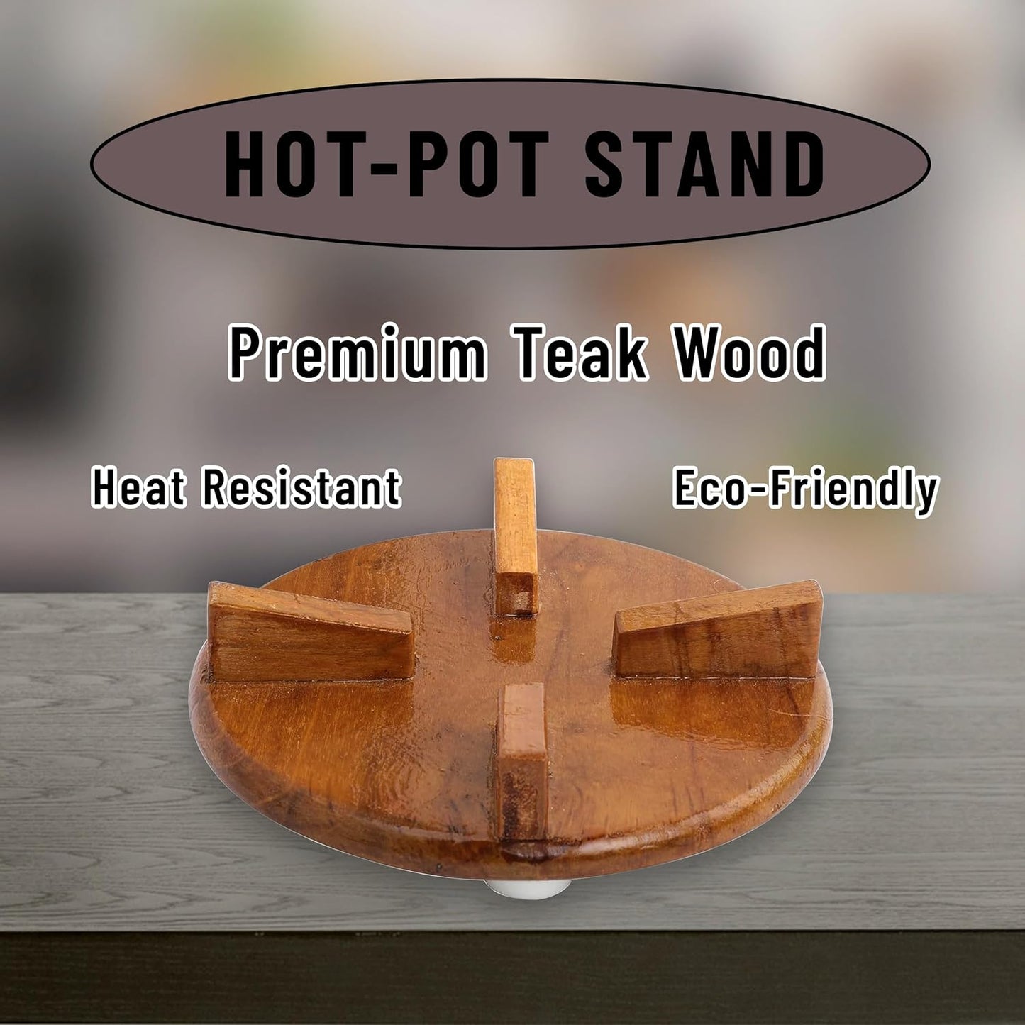 Udaipur Handicrafts Round Table Ring Set, Hot Pot Stand, Trivet, Set of 3 natural Teak Wood for Kitchen Dinning Table