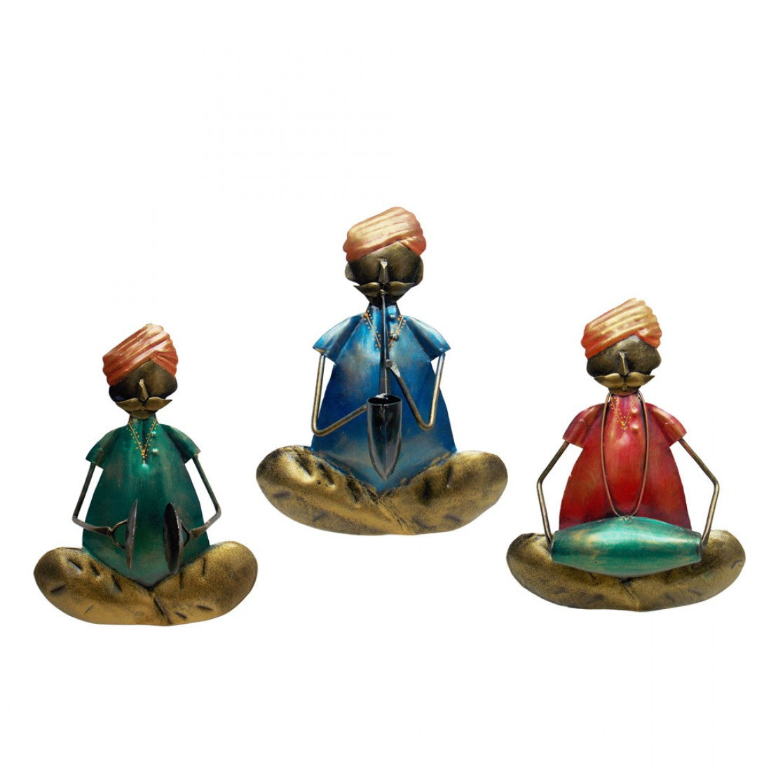 Iron Craft Wall Decor Rajasthani Musician - Set Of Three