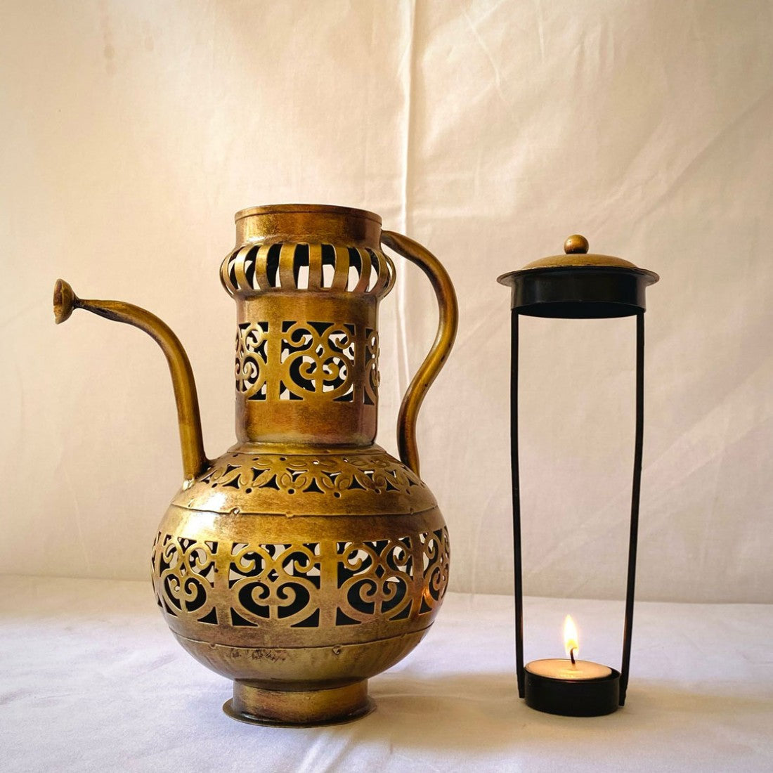 Surahi - Pot shaped Perforated T-light Holder and Lantern