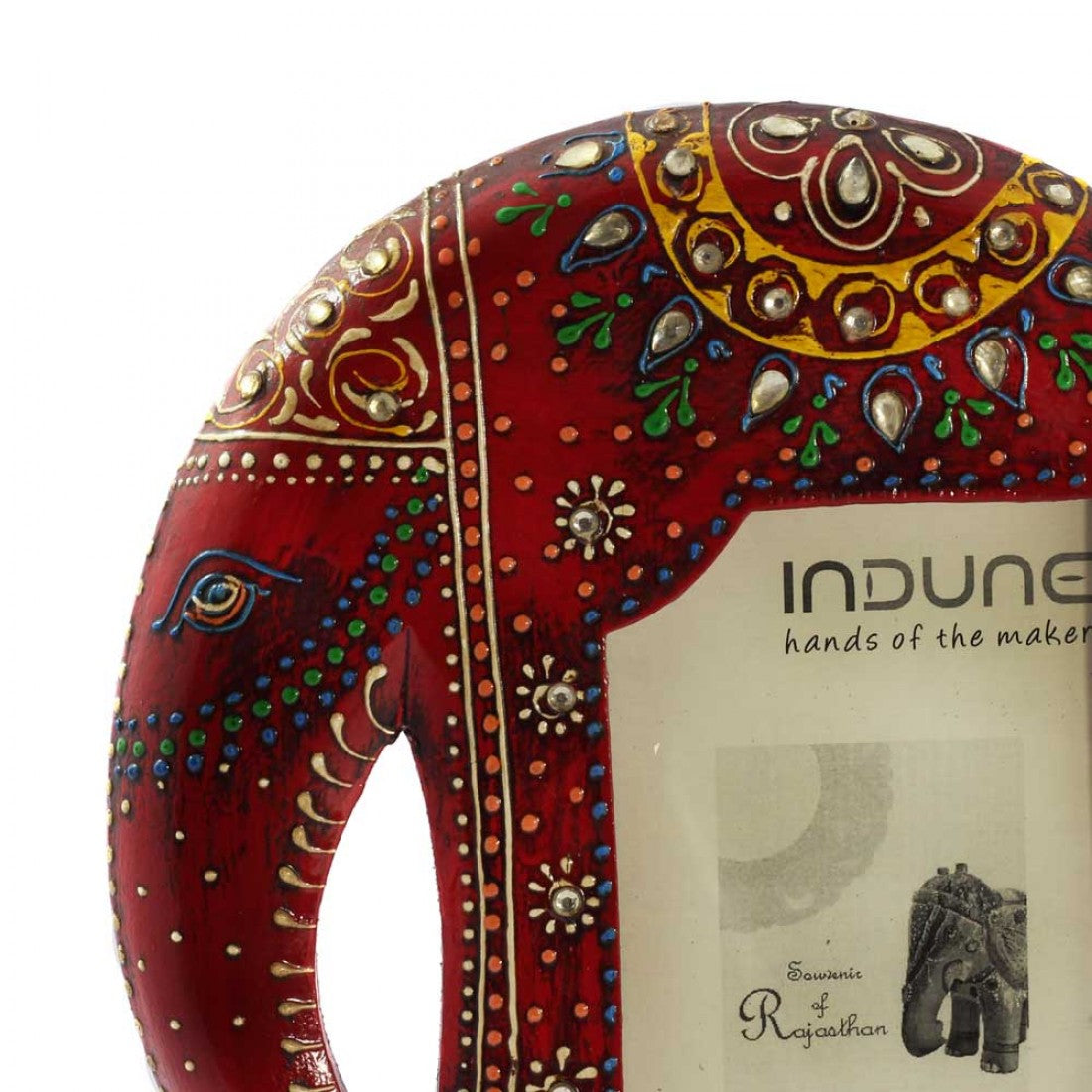 Wooden Elephant Photo Frame With Stand - Unsophisticated Red