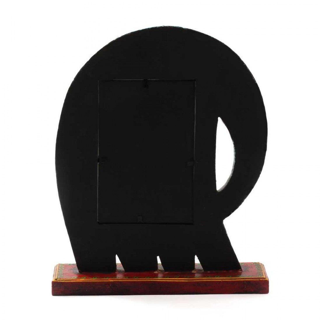 Wooden Elephant Photo Frame With Stand - Unsophisticated Rustic Blue