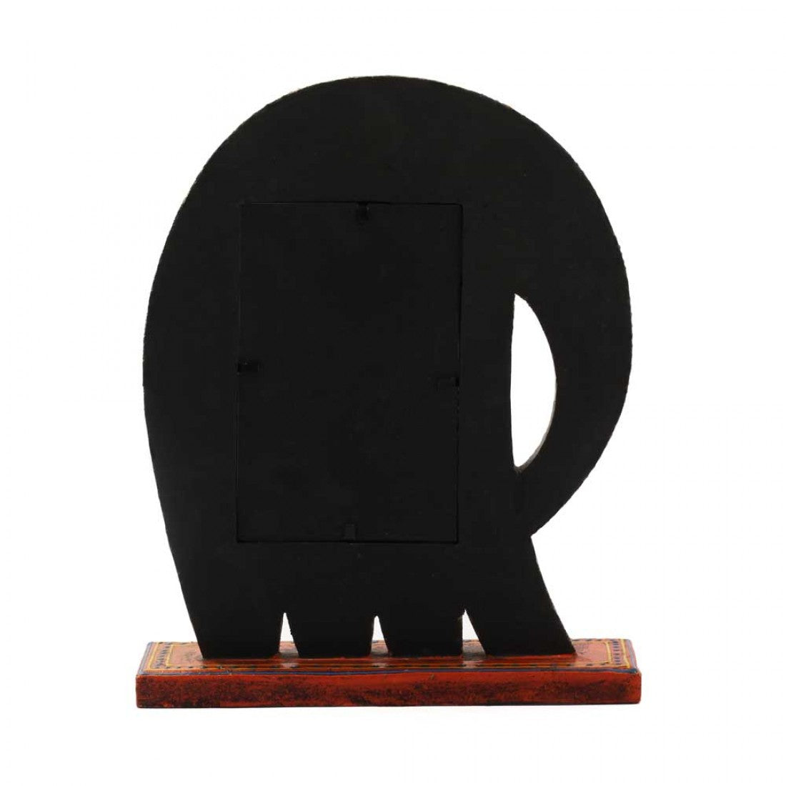 Wooden Elephant Photo Frame With Stand - Unsophisticated Rough Cream-Grey