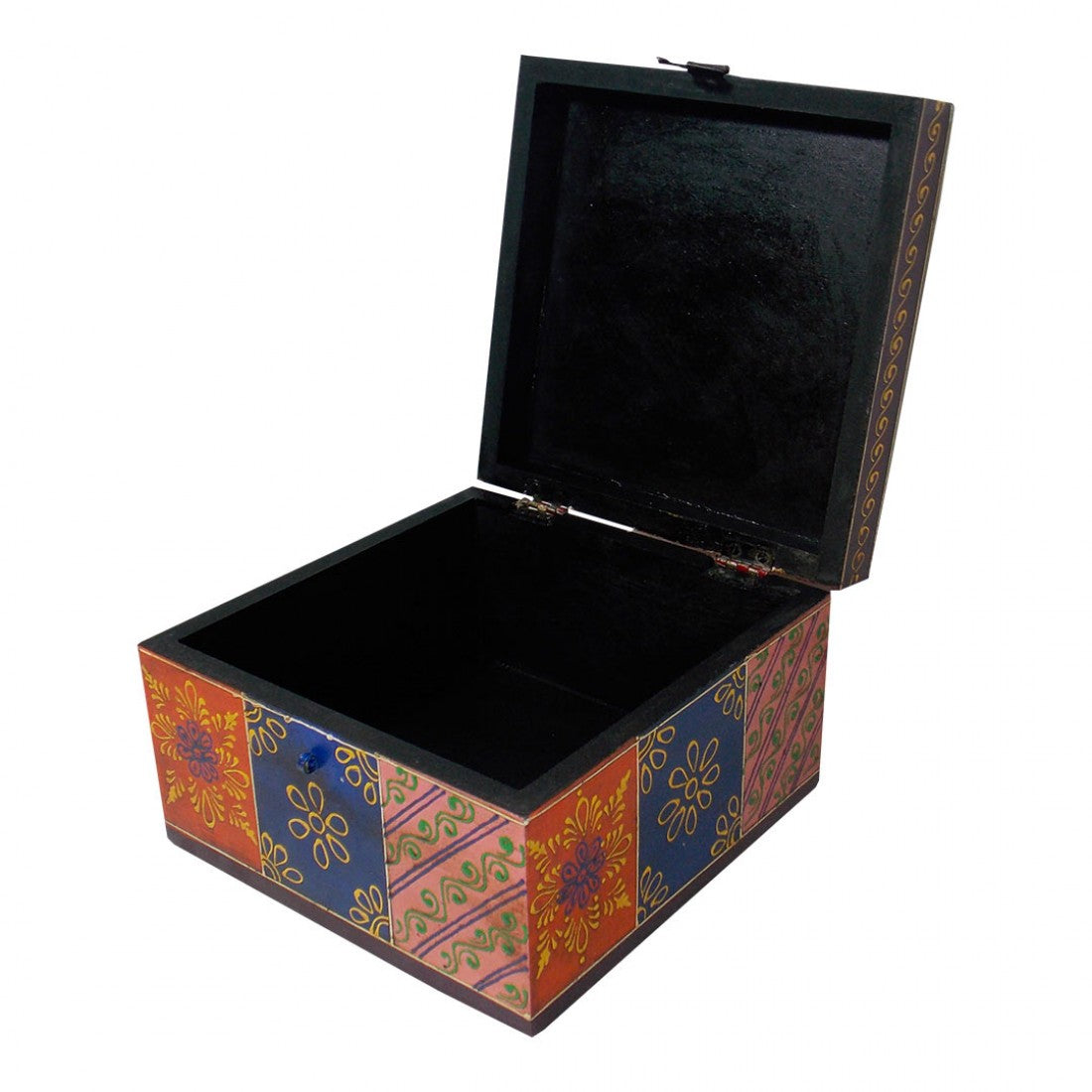 Hand Painted Box In Vibrant Colours & Floral Motifs