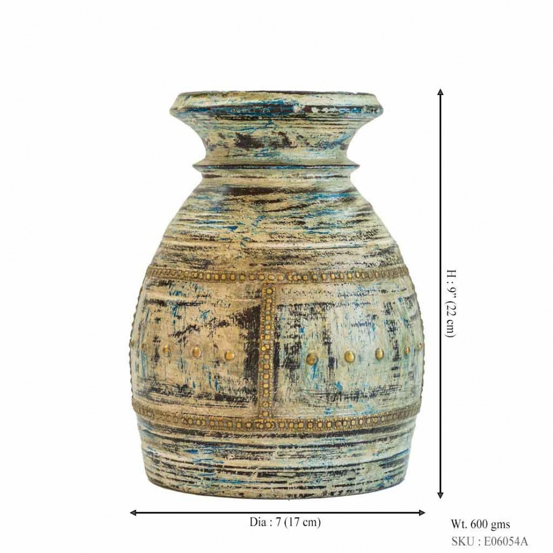 Distressed White Wooden Pot