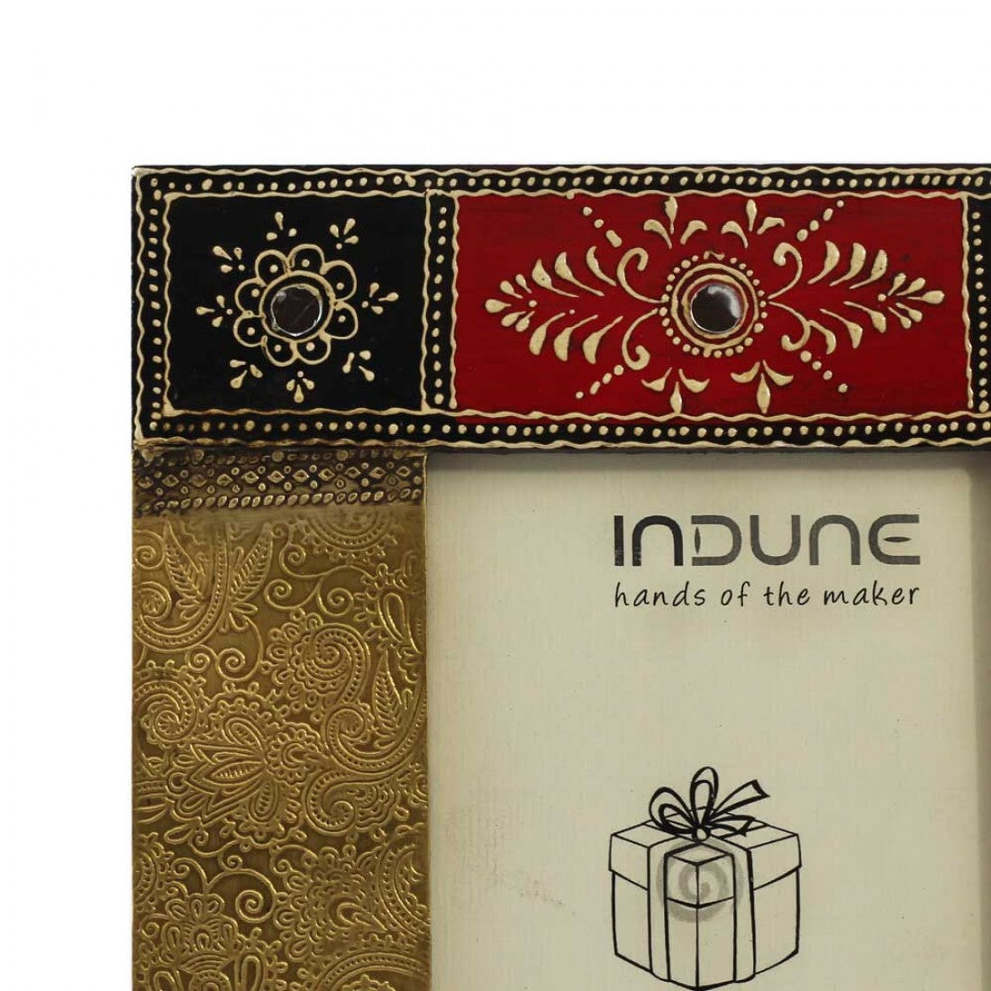 Wooden Photo Frame - Embossed Metal, Hand Painted 5 X 7 Inches
